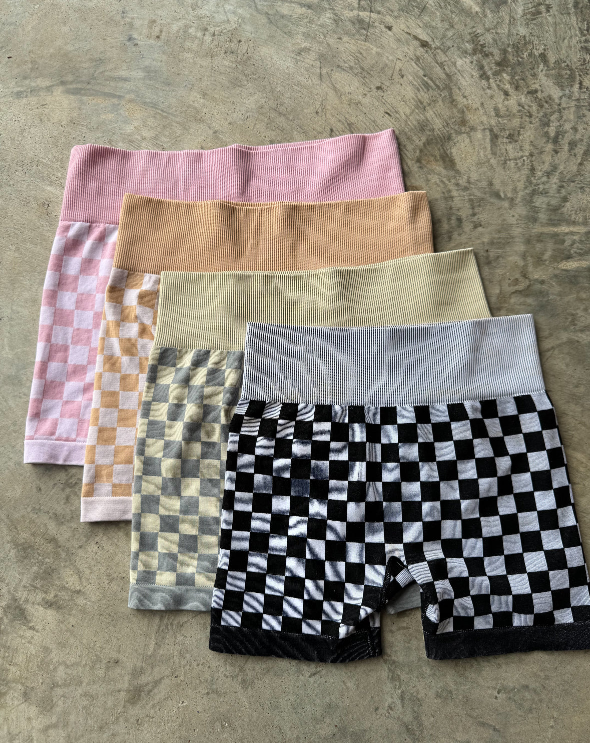 Checker Bra & Biker Short Set
