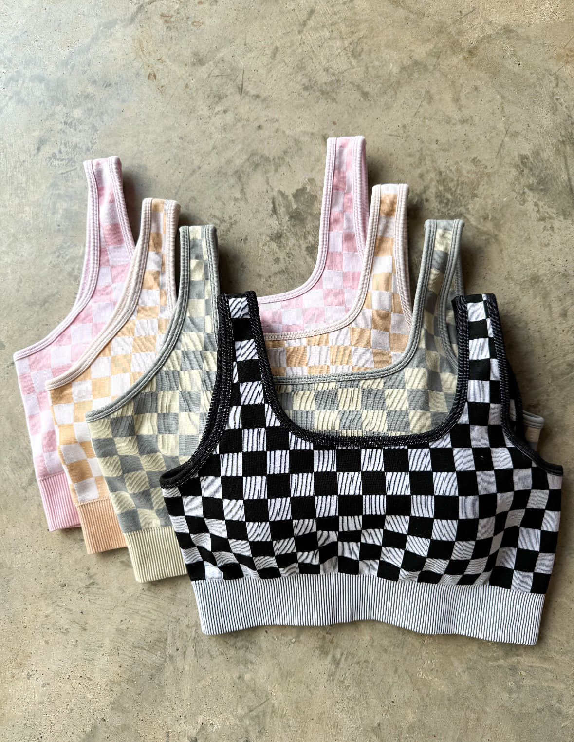 Checker Bra & Biker Short Set