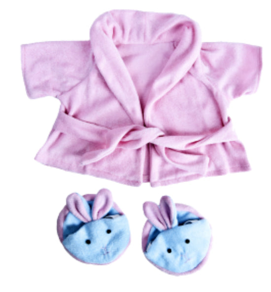 16" Pink Bathrobe w/Bunny Slippers