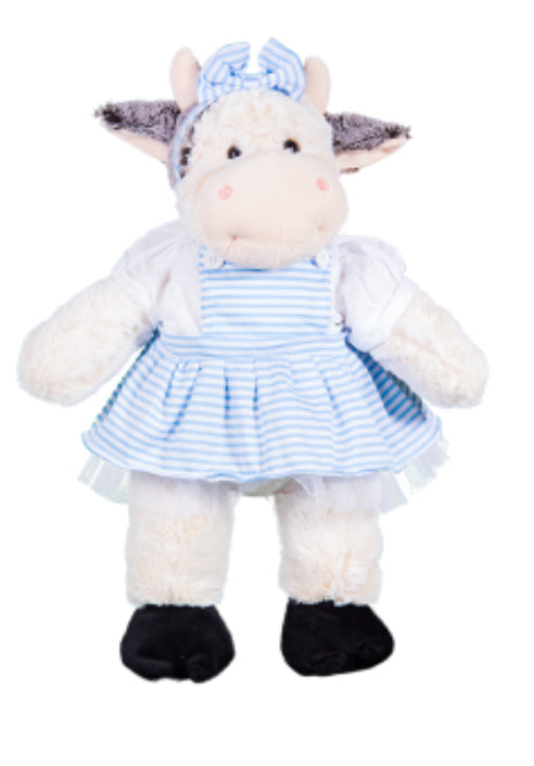 (8") Blue "Pinstripe Pinafore" w/Bow Headband