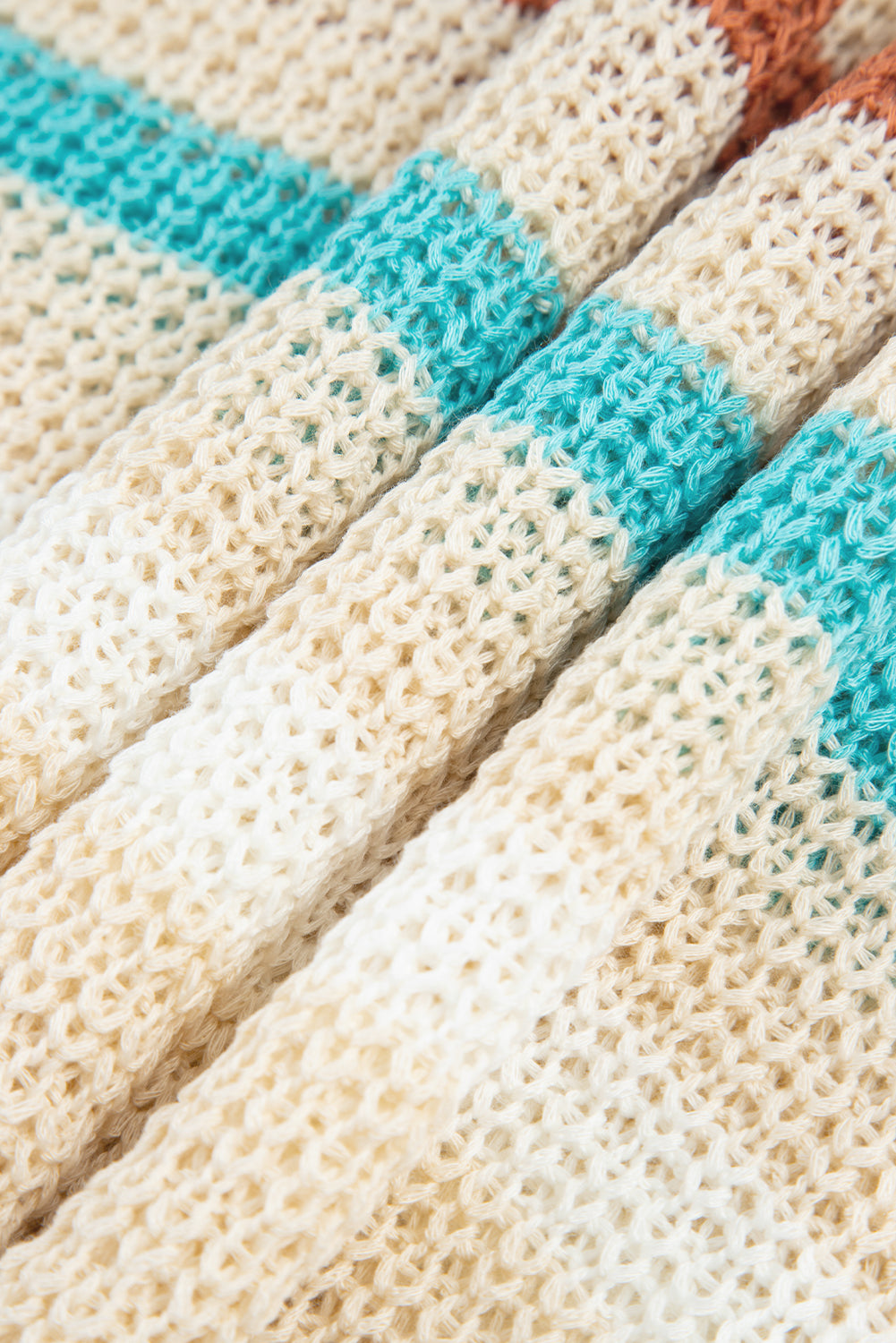 Khaki Stripe V Neck Textured Knit Vest