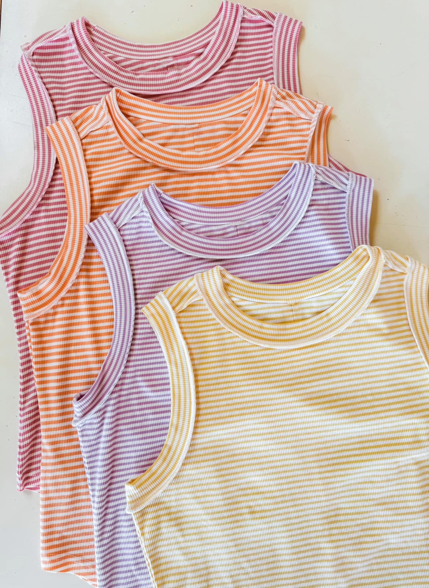 Strawberry 🍓 Summer Bianca Striped Ribbed Tank