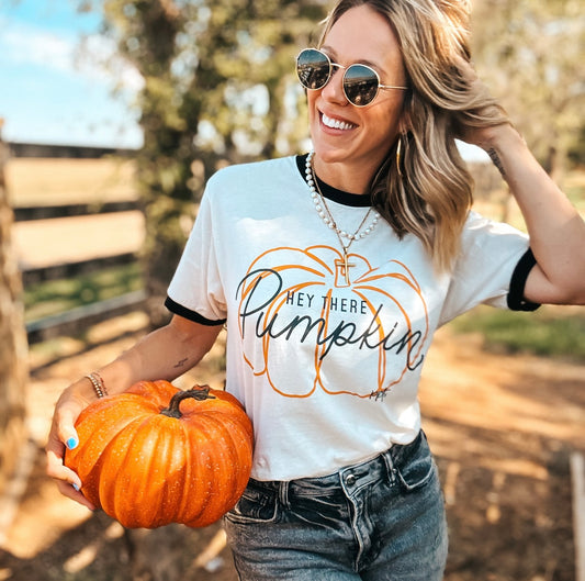 Preorder Hey There Pumpkin Ringer Tee