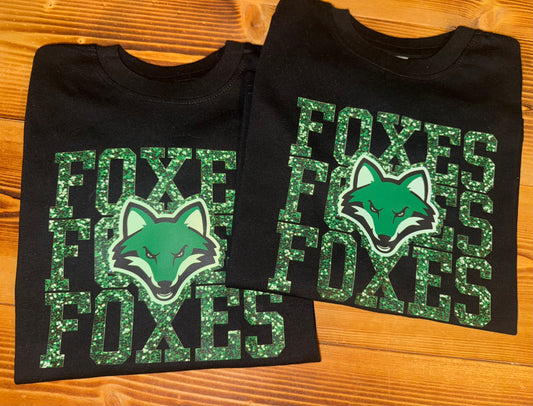 Black Foxes Youth Faux Glitter Tshirt