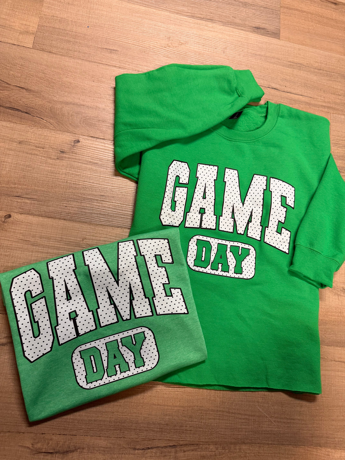 Game Day Polka Dot Crewneck Raw Bottom