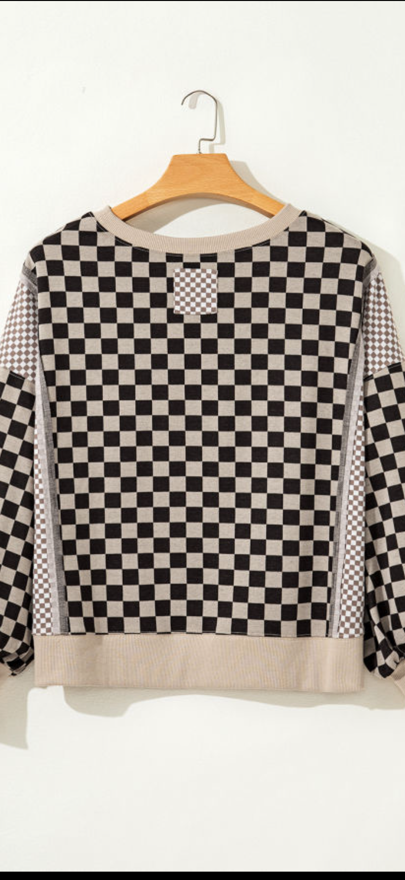 Khaki Mixed Checkered Oversized Top PREORDER