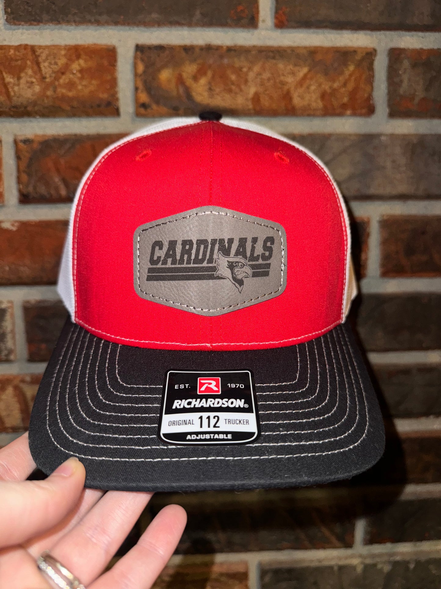 Cardinals Patch Hat - 3 toned - white, red, & black