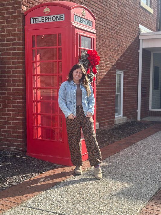 Cheetah Barrel Jeans - preorder