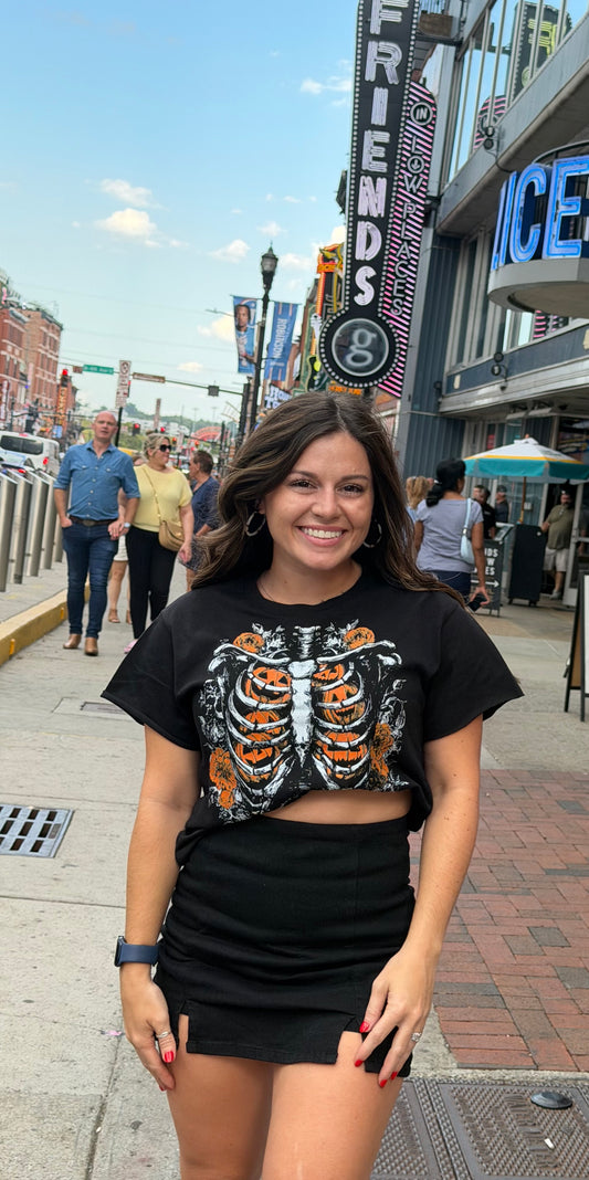 Boxy Floral Ribcage Pumpkin Tee