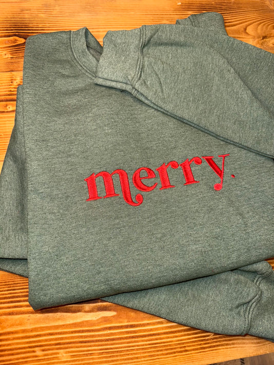 Merry Embroidered Crew