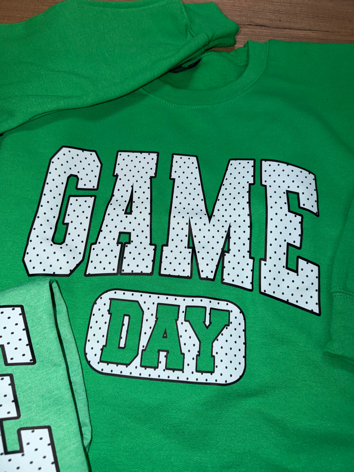 Game Day Polka Dot Crewneck Raw Bottom