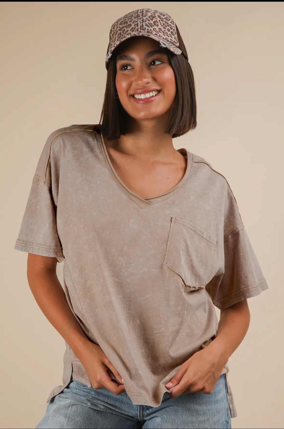 Mineral Washed V-Neck