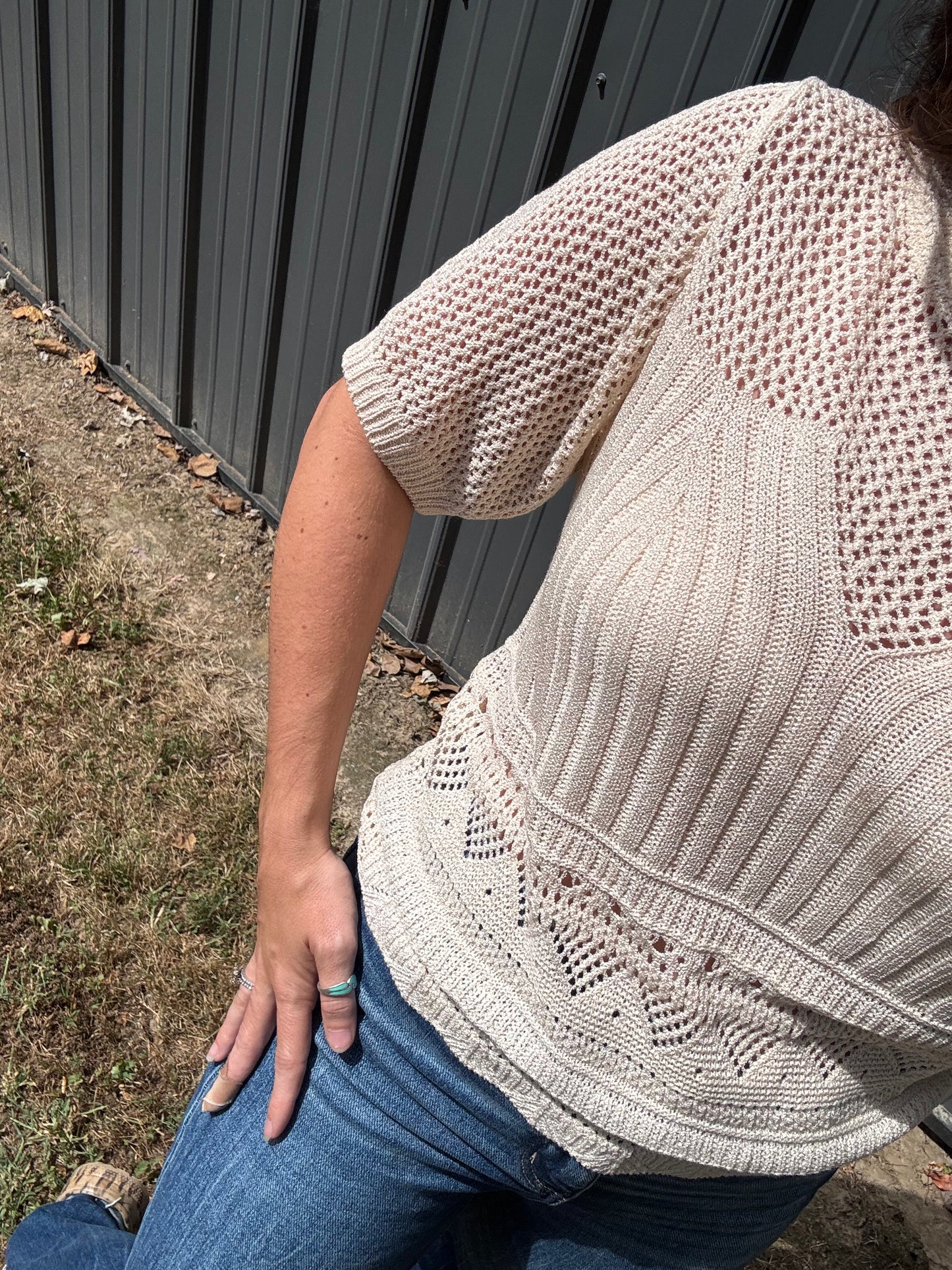 Nude Crochet Top
