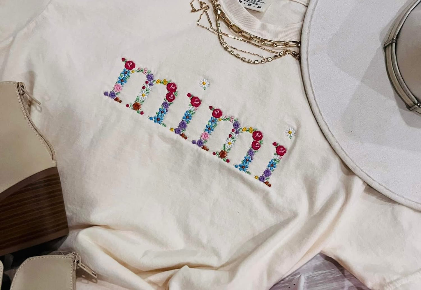 Preorder Embroidered Floral Tshirt CC