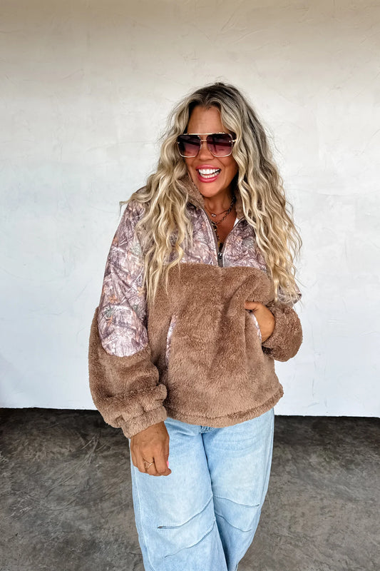 PREORDER- CAMO SHERPA PULLOVER